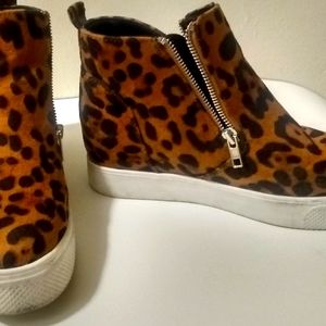 Leopard print high top sneakers by Time and Tru. Size 7 womens.